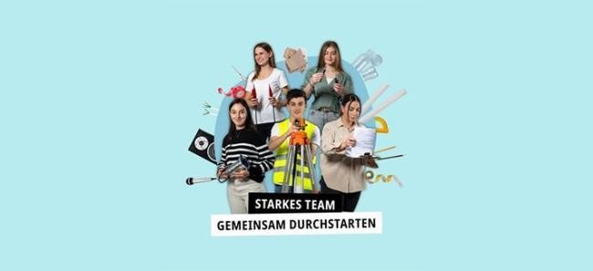 Auszubildende der Stadt Heidelberg und der Slogan Starkes Team - Gemeinsamt durchstarten!