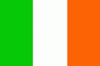 Flagge Irland: grüner, weißer und orangener Balken vertikal.