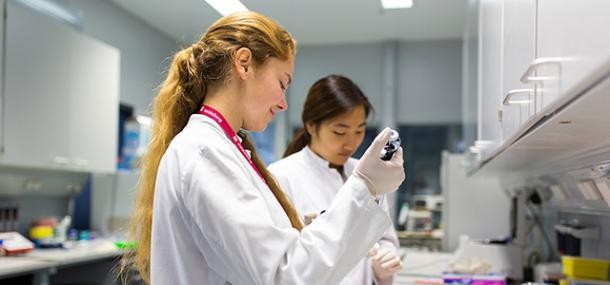 Wissenschaft im Labor. Foto: Tobias DIttmer Zwei Frauen bei der Arbeit im Labor