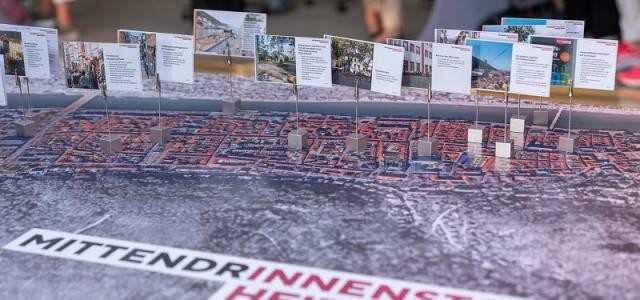 Die Projekte rund um die Mittendrinnenstadt auf einer Karte visualisiert.