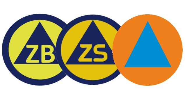 Das Logo des Zivilschutzes hat sich mehrfach geändert, bis es seine heutige Form hat. Ein blaues Dreieck auf orangenem Hintergrund