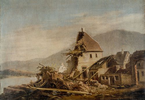 Die ehemalige Neumühle in Heidelberg nach dem Eisgang 1784, (Foto: KMH)