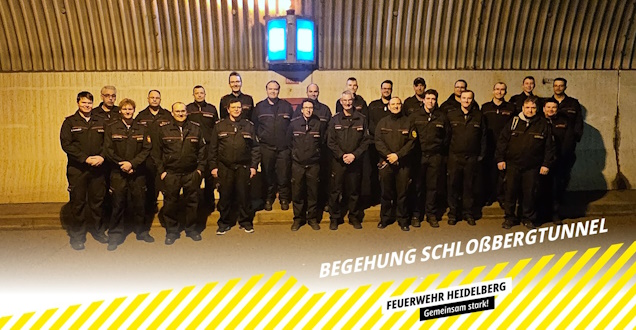 Gruppenbild Tunnelbegehung (Foto: Feuerwehr Heidelberg) Gruppenbild der Teilnehmer im Tunnel