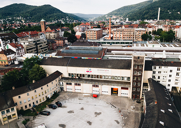 Dezernat 16: das Kultur- und Kreativwirtschaftszentrum in der alten Feuerwache (Foto: Beekmann) Das Dezernat 16 in der alten Feuerwache aus der Vogelperspektive. (Foto: Beekmann)