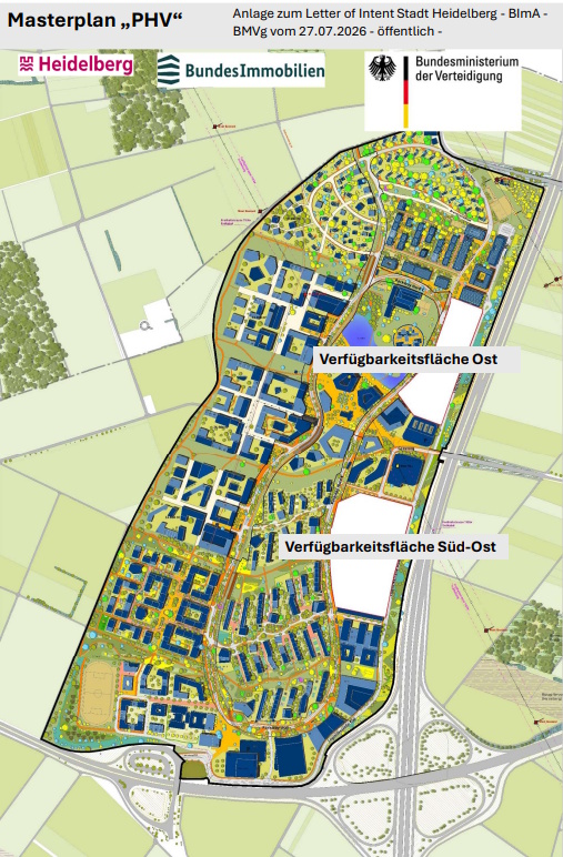 Verfügbarkeitsflächen der Bundeswehr auf PHV (Grafik: Stadt) Verfügbarkeitsflächen der Bundeswehr auf PHV (Grafik: Stadt)