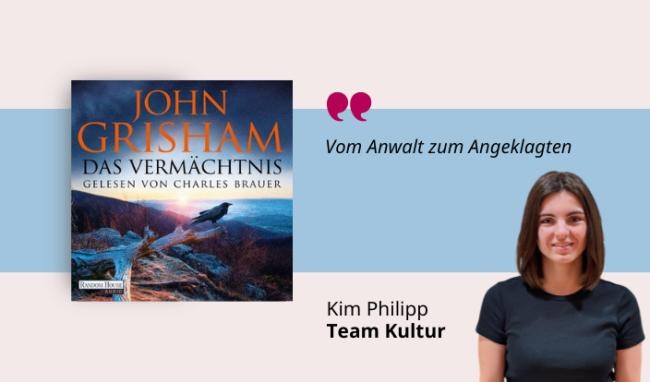 Medientipp Cover Das Vermächtnis (Grafik: Canva, Stadtbücherei Heidelberg) Grafik mit Buchcover, Teasertext und Bild der Person, die den Medientipp abgibt