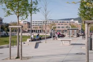 Pfaffengrunder Terrasse in der Bahnstadt. Foto: Buck