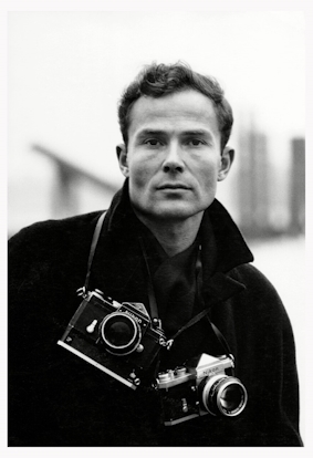 Photojournalist Max Scheler, Hamburg, Germany, 1964. © Max Scheler Estate, Hamburg. Photojournalist Max Scheler with two cameras around his neck.