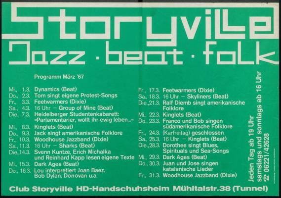 Plakat Wochenprogramm Storyville März 1967 (Foto: Sammlung Straub)