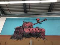 Graffiti auf dem Metropolink-Festival zeigt einen Panzer. (Foto: HD)