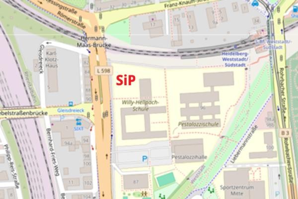 „Sport im Park“ – „Grünfläche Willy-Hellpach-Schule“. (Grafik: OpenStreetMap) „Grünfläche Willy-Hellpach-Schule“