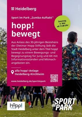 Sport im Park - Auftakt "hopp! bewegt" (Grafik: Stadt Heidelberg) Plakat "hopp! bewegt"