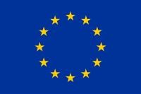 EU-Flagge: zwölf gelbe Sterne im Kreis aneinander gereiht auf blauem Hintergrund.