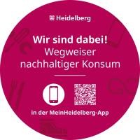 Pinker Sticker mit Heidelberg-Logo, Schrift, ein Handy-Symbol und einem QR-Code.