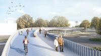 Visualisierung Rad- und Fußweg (Bildnachweis: Planungsbüros schlaich bergermann partner, LAVA Berlin und Latz + Partner) Visualisierung Rad- und Fußweg
