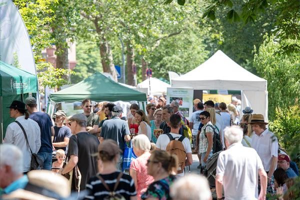 Besucherinnen und Besucher auf dem Flohmarkt des Lebendigen Neckar