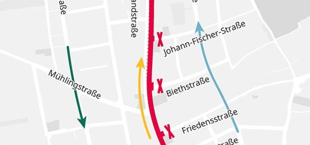 Darstellung der neuen Baustellenführung