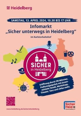 Werbeplakat zum Infomarkt: „Sicher unterwegs in Heidelberg“ 
