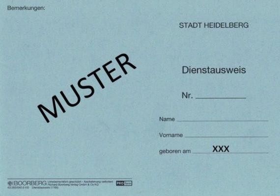 Muster Dienstausweis Außenseite (Foto: Stadt Heidelberg) Muster Dienstausweis Außenseite