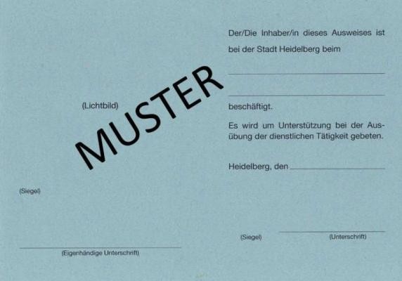 Muster Dienstausweis Innenseite (Foto: Stadt Heidelberg) Muster Dienstausweis Innenseite