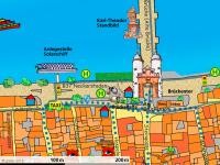 Kartenausschnitt mit Brückenaffe (Grafik: Fuchs) Kartenausschnitt mit Brückenaffe (Grafik: Fuchs)