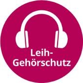 Piktogramm Leih-Gehörschutz ein Kopfhörer und das Wort Leih-Gehörschutz