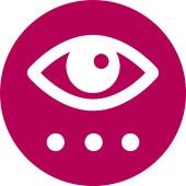 Piktogramm erfassbare Gestaltung stilisiertes Auge mit drei Punkten darunter