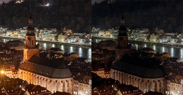 Die Heiliggeistkirche beleuchtet und unbeleuchtet (Foto: Christian Buck)