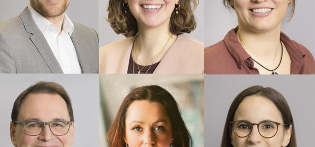 Eine Collage aus sechs Porträtfotos, die die Teamleads der Wirtschaftsförderung zeigen.