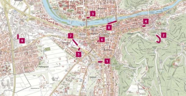 Stadtplan mit Baustellen 2020