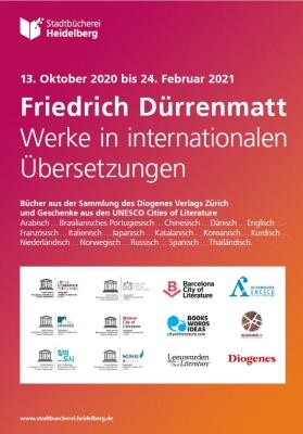 Plakat "Friedrich Dürrenmatt - Werke in internationalen Übersetzungen" Plakat "Friedrich Dürrenmatt - Werke in internationalen Übersetzungen"