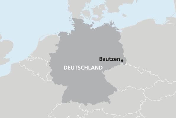 Landkartenausschnitt Deutschland mit Markierung Bautzen (Grafik: Peh & Schefcik)