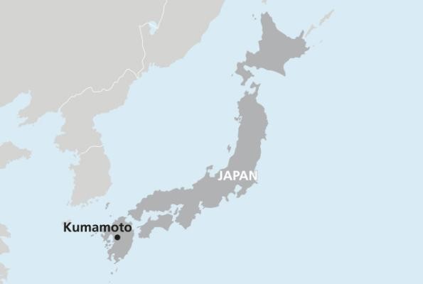 Landkartenausschnitt Japan mit Markierung Kumamoto (Grafik: Peh & Schefcik)