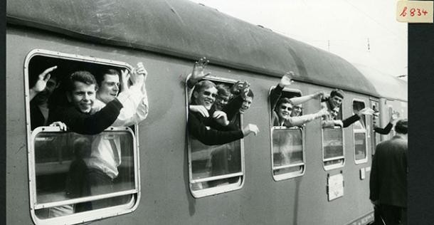 Klasse des Bunsen-Gymnasiums, die 1974 zum Austausch nach Montpellier aufbricht