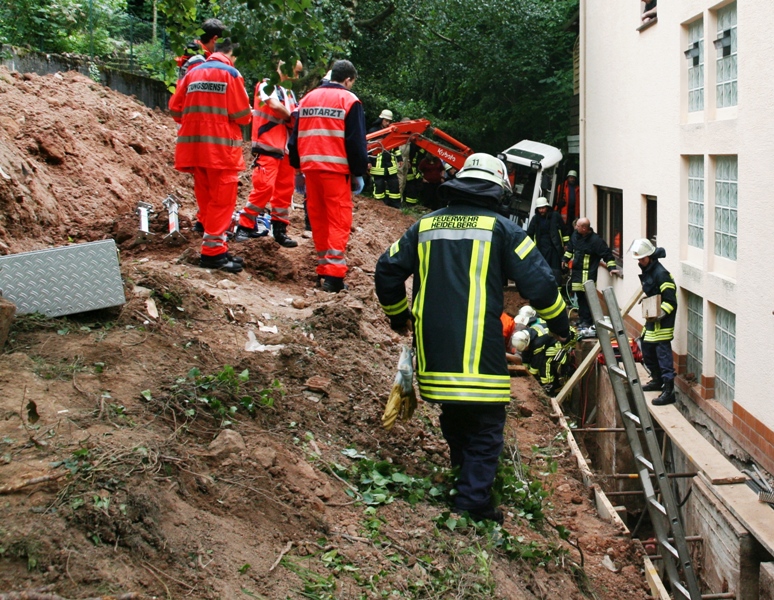 Rettungsarbeiten für die verschüttete Person (Foto: Berufsfeuerwehr Heidelberg)