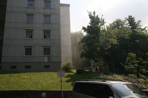 Blick auf das Wohngebäude Im Eichwald auf em Boxberg Heidelberg (Foto: Berufsfeuerwehr Heidelberg)