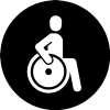 Piktogramm schwarz-weiß Rollstuhlgerechter Zugang