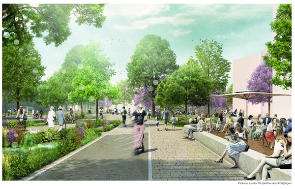Eine Ringstraße, der sogenannte Parkway, wird den Stadtteil erschließen. (Foto: Planergruppe GmbH)