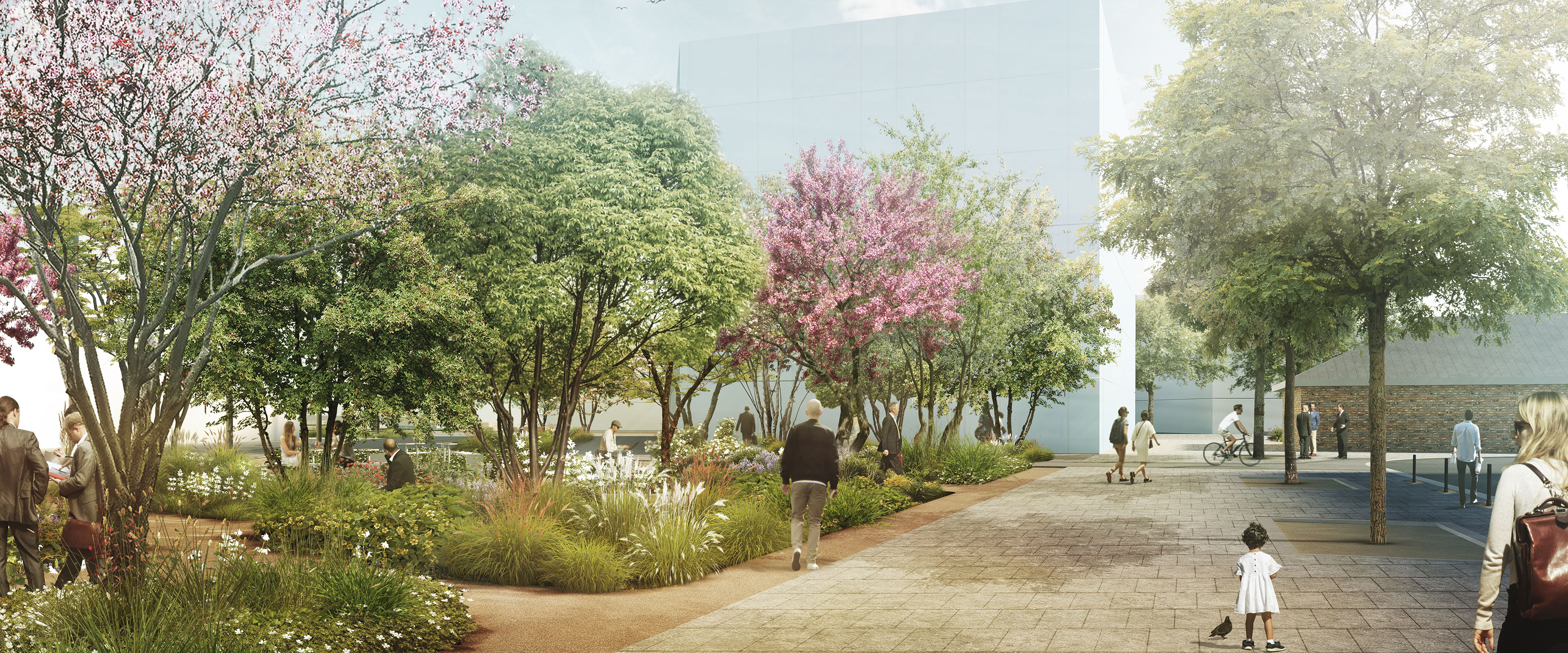 Visualisierung einer grünen Parklandschaft