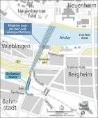 Karte mit möglicher Lage der geplanten Brücke.