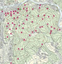 Karte mit den Zielpunkten der Wegweisersteine
