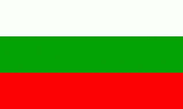 Flagge Bulgarien: weißer, grüner und roter Balken horizontal.