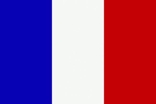 Flagge Frankreich: blauer, weißer und roter Balken vertikal.