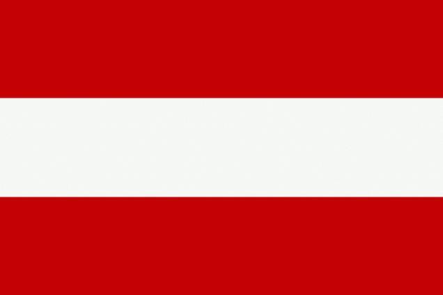 Flagge Österreich: roter, weißer und roter Balken horizonal.