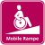 Bild mit Mensch im Rollstuhl auf schräger Fläche und das Wort Mobile Rampe