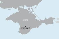Landkartenausschnitt Halbinsel Krim mit Markierung Simferopol