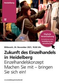 Plakat Einzelhandel: Zukunft des Einzelhandels in Heidelberg. Einzelhandelkonzept. Machen Sie mit - bringen Sie sich ein!