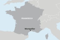 Landkartenausschnitt Frankreich mit Markierung Montpellier (Grafik: Peh & Schefcik)