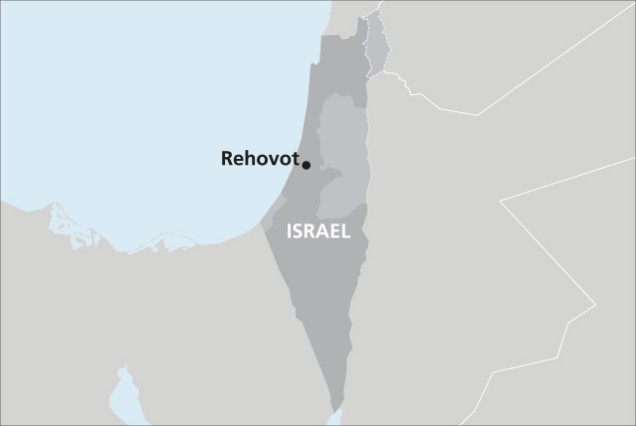 Landkartenausschnitt Israel mit Markierung Rehovot (Grafik: Peh & Schefcik)