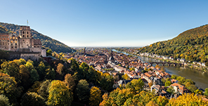 Ausblick auf das Schloss, die Altstadt und den Neckar bei blauem Himmel (Foto: Dittmer)